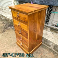 BF ตู้เก็บเอกสารไม้สัก ตู้วางข้างเตียง แบบ 5 ชั้น ฐานทึบ 43*48*80 ซม. (ก*ลึก*ส) ตู้หัวเตียง งานไม้สั