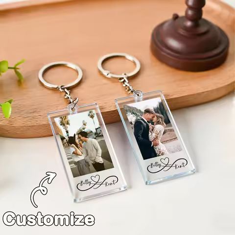 Personalized Photo Keychain, Custom Photo Acrylic Keychain for Couples, Wedding Gift, Engagement Gif