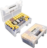 2pcs Battery Organizer Storage case can 120pcs Battery Holder, Upgrade Design for AAA AA 9V and Butt