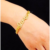 [VJ]Cop916 Bracelet "CZ Love" Curb Sand 999.9 Premium Gold Plated L:13cm-22cm Bracelet (Gelang Tanga