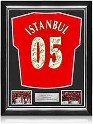 Liverpool Squad Back Signed 2005 Istanbul Football Shirt. Superior Frame