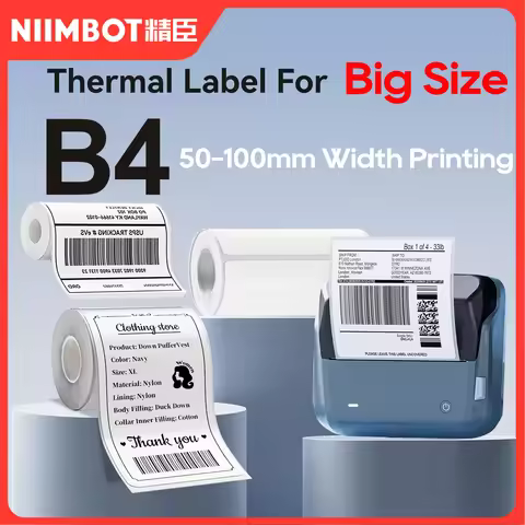 For Niimbot B4 4-inch Portable Thermal Label Printer Big Size 20-100mm Labels Paper 100x150mm 4x6 Sh
