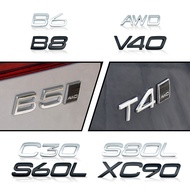 3D Metal T4 T5 T6 T8 AWD B3 B4 B5 B6 B8 Letter Logo Car Bear Tail Trunk Fender Sticker For Volvo V40