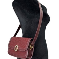 Vintage Celine復古酒紅提花皮革拼接Box斜背包