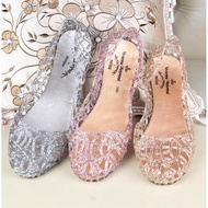 Women's Crystal Breathable Flat Jelly Sandals Shoes