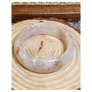 Pink Flower Agate Hard Bangle