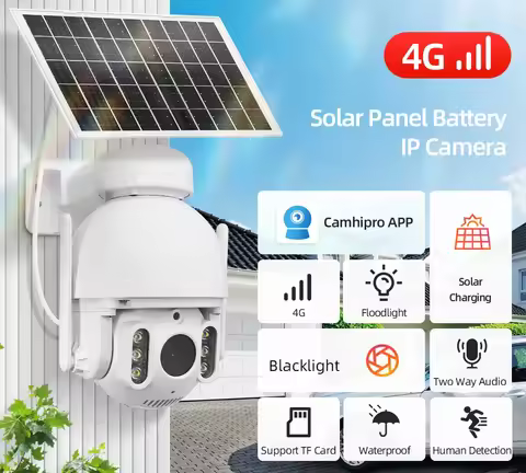 P2P Camhi Pro Human Tracking Blacklight Full Color 1080P HD Solar Power 4G IP PTZ Camera 2-Way Audio