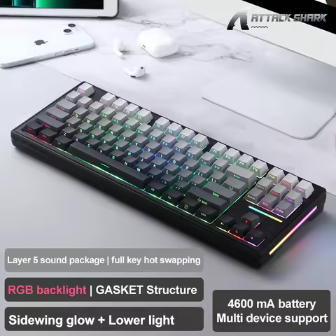 Attack Shark M87 Pro Hot-Swap Mechanical Keyboard Bluetooth,USB ,2.4GHz,TKL RGB Type-C Tri-Mode OLED