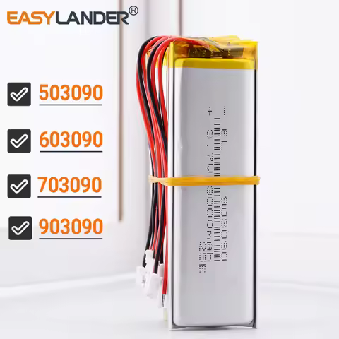 JST2.0mm 2Pin 3.7V 503090 2000mAh 603090 703090 2500mAh 903090 303090 403090 Rechargeable Lithium Li