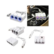 Splitter 3 Way Car Charger 3 Socket Lighter Dual USB DC 12V