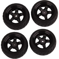 BQLZR Black RC 1: 10 Tires and Wheels Set 2.56" (Dia1.77") Hub Wheel Rims 5 Spoke + Rubber Tires Pac