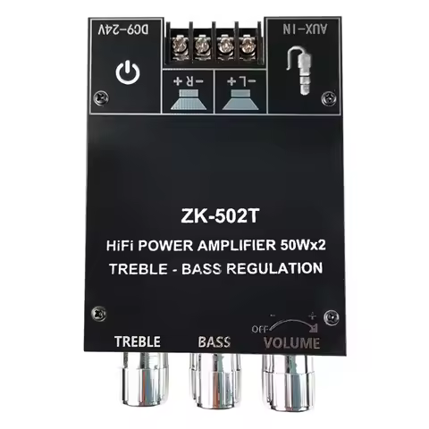 ZK-502T 50Wx2 HIFI 2.0 Channel Stereo Amplifier Module Audio Speaker Board Kit