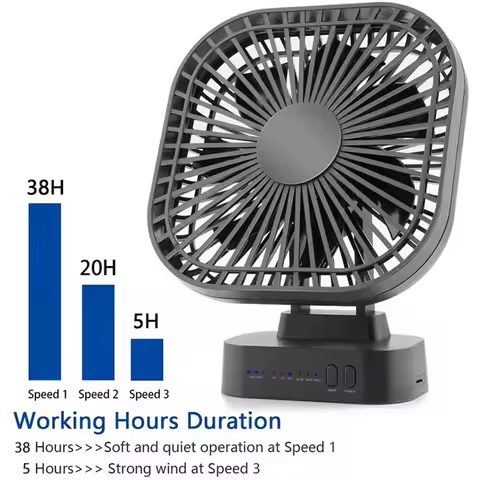 XIAOTREE Mini USB Fan Rechargeable Battery Fan with Timer Strong Wind 3 Speed 7 Fan Leaf Desktop Por