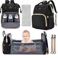 J23 Diaper Bag Backpack With USB Interface Baby Diaper Bag With Changing Station Foldable Baby Crib With Changing Pad