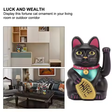 ZK20 4 Inch Lucky Cat Decor Hand Waving Welcoming Cat for Home Desk Ornament Gift Giving