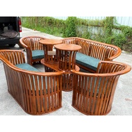 KERUSI KAYU JATI KERANJANG/ SET KAYU JATI KERANJANG/KERUSI KAYU JATI TAMU/SOFA KAYU JATI 3211+MEJA