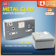 SIRIM MK Metal Clad Switch Heavy Duty Socket 13A Switch Socket Outlet Suis Soket Industrial Socket Double Switch Socket