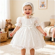 FSMKTZ  [Ready Stock] Baby Girl Princess Dress with Lace Flowers 0-4 Years Old L2313XZ