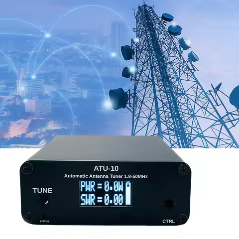 ATU-10 Automatic Antenna Tuner 1.8-50MHz Antenna Automatic Tuner 0.91 Inch OLED Display