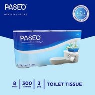 Toilet Tissue Paseo Bathroom Roll Extra Soft 300 sheets 3ply x 8 Roll