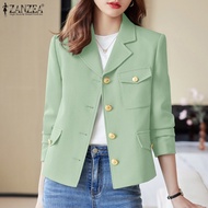 Fancystyle ZANZEA Korean Style Women Elegant Turn-Down-Collar Suits Blazer OL Office Formal Coat Jacket #10