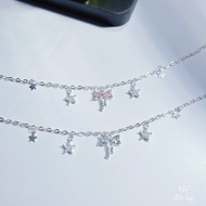 S925 Silver Bracelet with Bow Mixed Star Charm - Cute Women's Bracelet, Exquisite Design, Meaningful