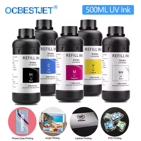 5x500ml LED UV Ink For Epson 1390 1400 1410 R280 R290 R330 L800 L805 L1800 XP600 TX800 For DX4 DX5 D