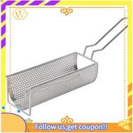 【W】Stainless Steel Fried Basket Long Fry Potato Chip Container Best for French Fries Potato Chip Squeezers Kitchen Tool