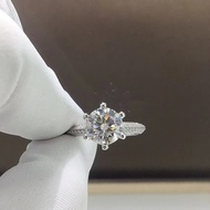 New Style S925 Silver Gold-Plated Moissanite Diamond Ring Girl Ring Couple Ring 2 Carat Half Wall Ga