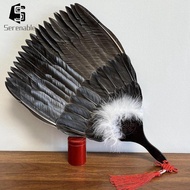[Serenable] Chinese Fan Summer Feather Fan Traditional Handheld Fan Ancient Chinese Zhuge