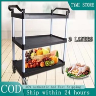 Cart Food Cart 3 tier plastic utility cart with silent universal wheels for restaurants