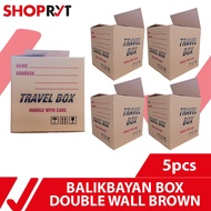 ShopRYT Balikbayan Box Travel Box Corrugated Double Wall 20x20x20 inches Brown 5pcs