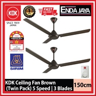 KDK K15VO-PBR Ceiling Fan 60 Inch Brown Twin Pack- 2 unit