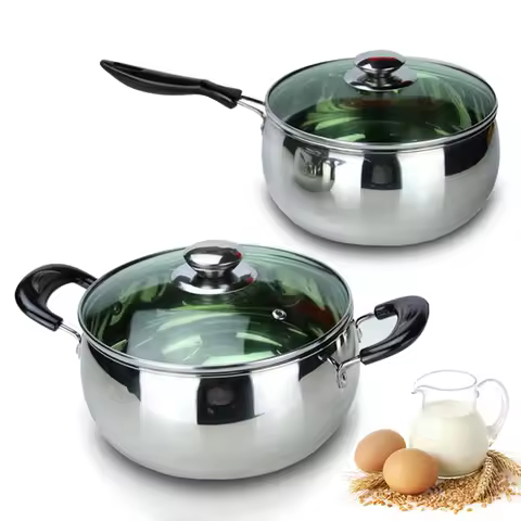 Stainless Steel Milk Pot Non-stick Soup Pots Pans Kitchen Cooking Wok Suitable For Induction Cooker 