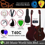 Evo T-40C Cutaway Body Acoustic Electric Guitar 40 Inch with Bag and Accessories (T40C T 40C)