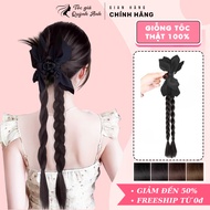 NG47 Double-Braided Bow Clip Wig – Hair CNY on Both Sides 45cm Long, Super Strong Crab Clip, Big Bow