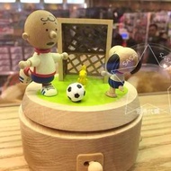 香港LOGON正品 史努比 胡士托 踢足球 360度旋轉木制音樂盒