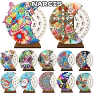 NARCIS Diamond Art Perpetual Calendar Kits, DIY Handmade Diamond Art Calendar,   Wooden Rotating Dia