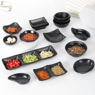 LOLLIPOP1 Seasoning Plate, Black Multi-grid Melamine Sauce Dishes, Japanese Style Soy Sauce Dish Vinegar Dishes Sushi Soy Dipping Sauce Bowl Afternoon Tea