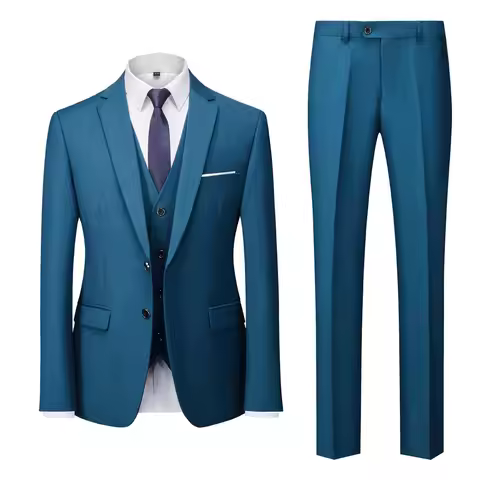 Blazer Vest Pants High-end Boutique High-quality Solid Color Men's Formal Business Suits 3Pce and 2P