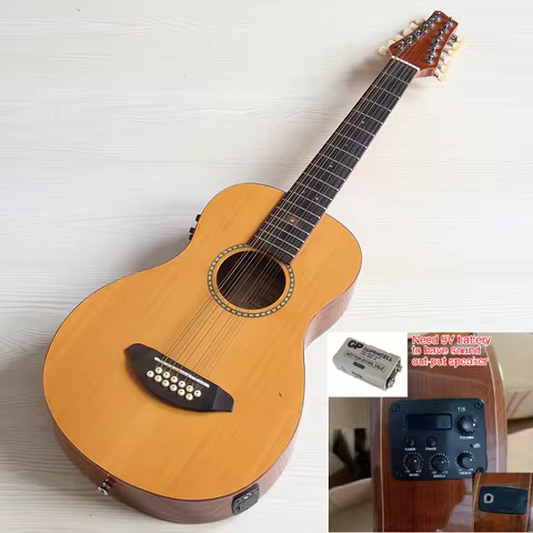 12 String Acoustic Guitar 36Inch 41inch Laminated Spruce Top Sapele Body High Glossy Folk Guitar wit