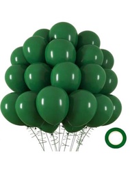 15/45/100入組5/10/12吋深綠色氣球,橡膠派對氣球,適合於生日、畢業、婚禮、嬰兒派對和性別派對場合裝飾(含綠帶)