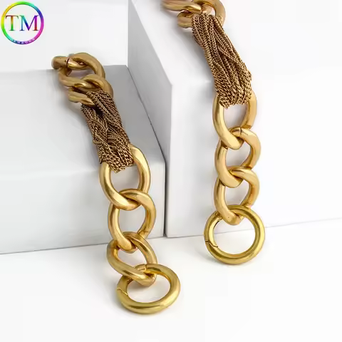 Satin Gold 24MM Width 52CM Length Heavy Metal Bag Chains With O Ring For Underarm Handbag Shoulder S