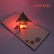LOVE BABY Christmas 3D Pop Up Greeting Cards LED Light Music Card with envelope Postcards for Christmas Gift Decoration