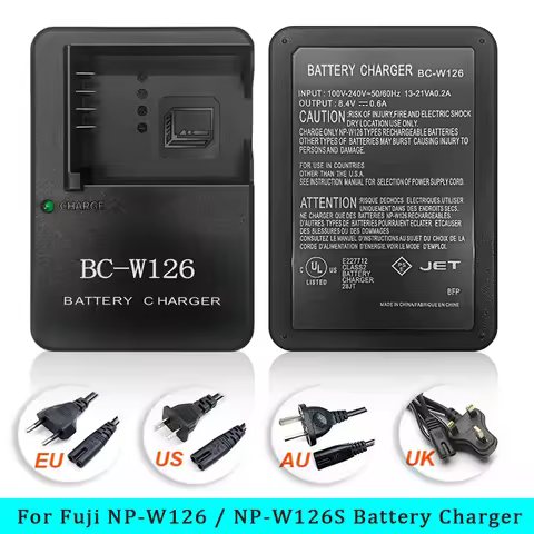 BC-W126 BCW126S Battery Charger For Fuji NP-W126S NPW126 FinePix X-Pro3,X-Pro2,X-Pro1,X-E1,X-E2,X-E3
