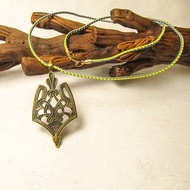 Ukrainian trident necklace pendant on mylar cord,ukrainian logo jewelry charm