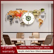 Modern Large World Map Clock Decorative Wall