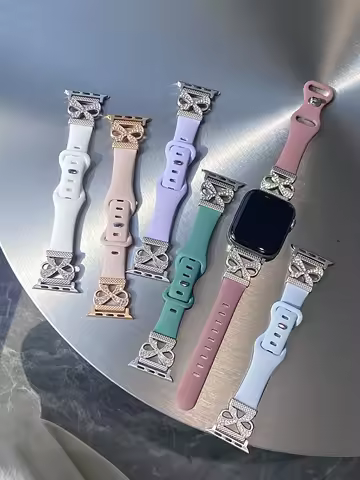 Butterflyclasp diamond-studded silicone strap, suitable for 40-49mm smartwatches Compatible with App