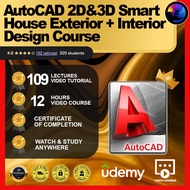 [Video Course] AutoCAD 2D&3D Smart House Exterior + Interior Design Course