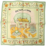 未使用 Hermès 方巾，Carré 45，Petit Carré，RETOUR A LA TERRE（返鄉）真絲顏色圍巾 0294 [二手] HERMES